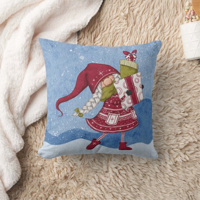 Jul Tomte med presenter Kastkudde Kudde (Filt)