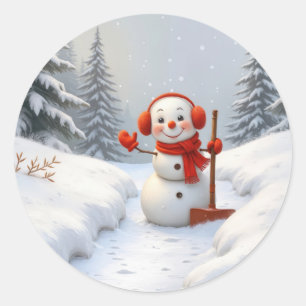 Jul Tomte med röd spade Runt Klistermärke