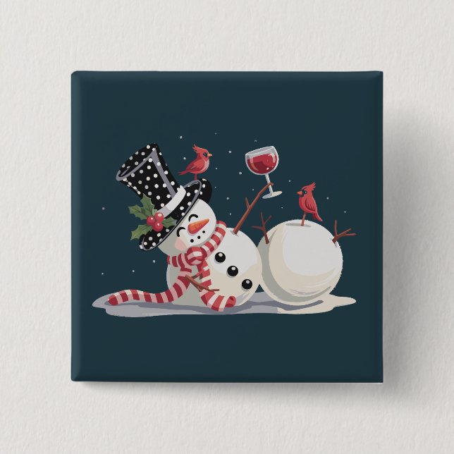 Jul Tomte Med Vin Gåva Xmas Dricka Knapp (Framsida)