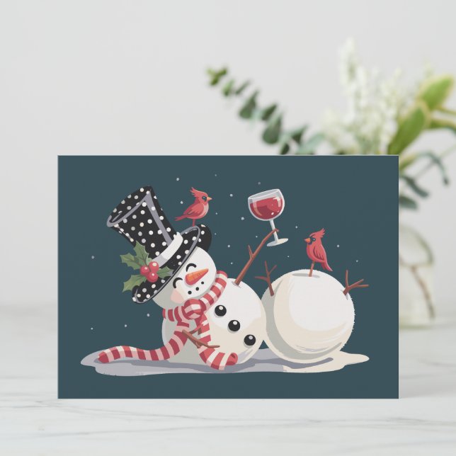 Jul Tomte Med Vin Gåva Xmas Drickande Julkort (Stående Fram)