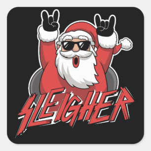 Jul Tomte Metall Jul Roligt Hagel  Fyrkantigt Klistermärke