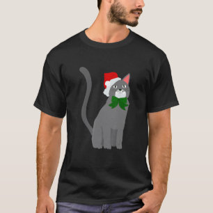 jul tomte mössa grå katt t shirt