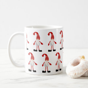 Jul Tomte Nordisk Mönster Röd Grå Vit Kaffemugg