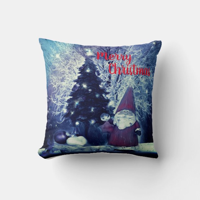 Jul Tomte och Julgran Kudde (Framsida)