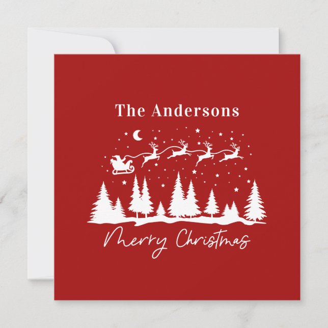 Jul tomte och ren släde  julkort (Framsida)