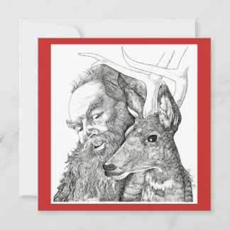 Jul Tomte och renar Julkort