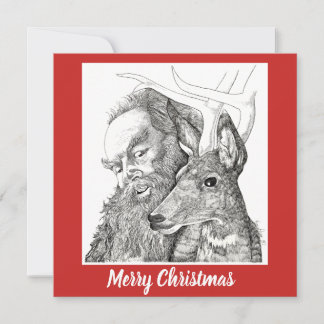 Jul Tomte och renar Julkort