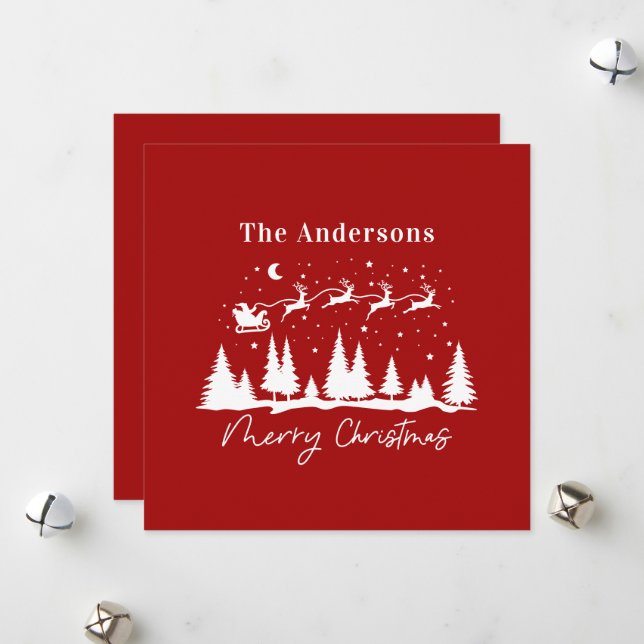 Jul tomte och renar släde julkort (Fram/Back In Situ)