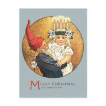 Jul Tomte och söt liten Lucia-flicka CC1181