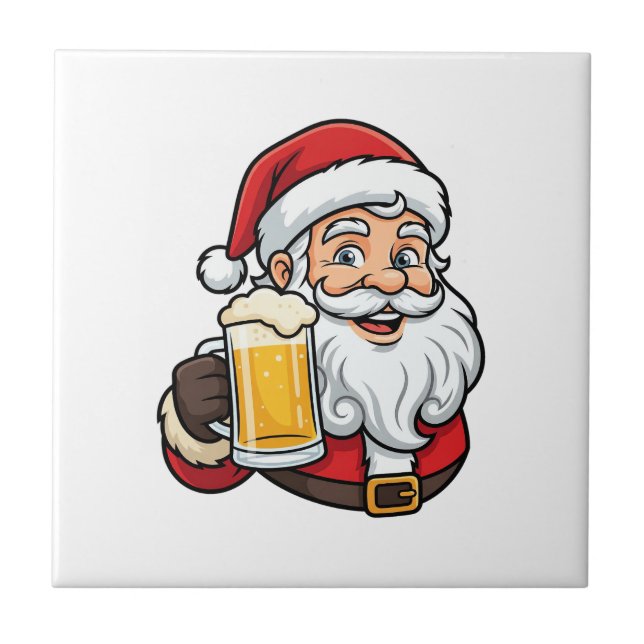 Jul Tomte Öl Dryck Grafik Kakelplatta (Framsidan)