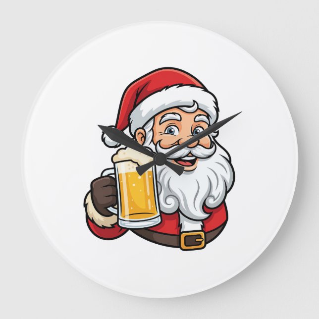 Jul Tomte Öl Dryck Jul Grafik Stor Klocka (Framsida)