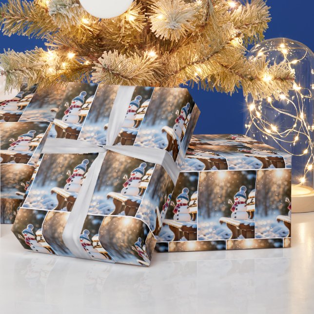 Jul Tomte På En Parkbänk Presentpapper (Helgdagar)