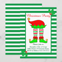 Jul Tomte på Grön Vit Festinbjudan Inbjudningar