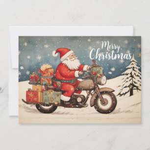 Jul tomte på motorcykel julkort
