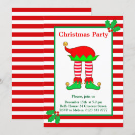 Jul Tomte på Röd Vit Festinbjudan Inbjudningar