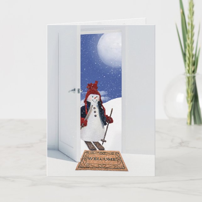 Jul Tomte på Skidor  Helgkort (Framsida)