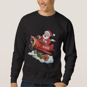 Jul Tomte Pilot Flygande Flygplan Present Lång Ärmad Tröja