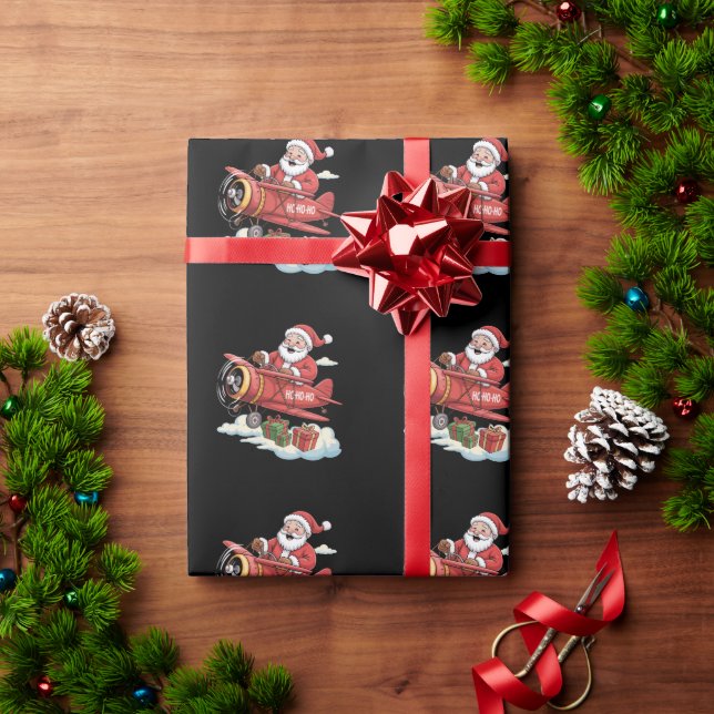 Jul Tomte Pilot Flyger Flygplan Present Presentpapper (Julgåva)