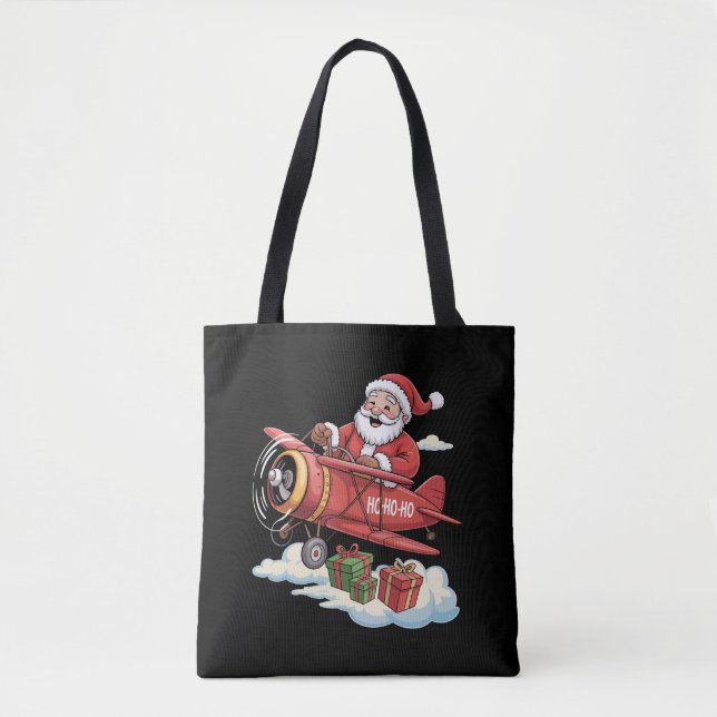 Jul Tomte Pilot Flyger Flygplan Present Tygkasse (Framsida)
