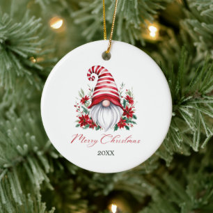 Jul Tomte Poinsettia Jul Högtid Julgransprydnad Keramik