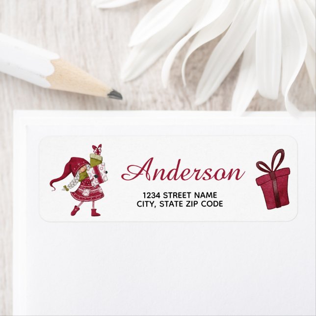 Jul Tomte Present Returadressetikett Returadress Etikett (Insitu)