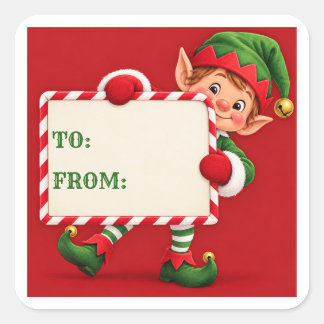 Jul Tomte Presentkortsetiketter Fyrkantigt Klistermärke
