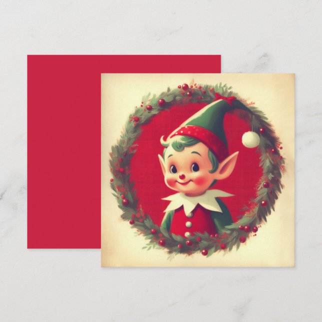 Jul Tomte Retro Jul Julkort (Fram/baksida)