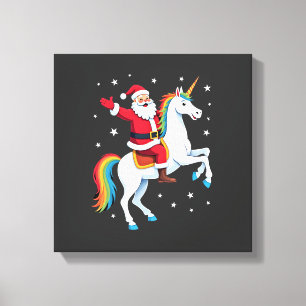 Jul Tomte Ridande Enhörning Xmas Flickor Kvinnor R Canvastryck