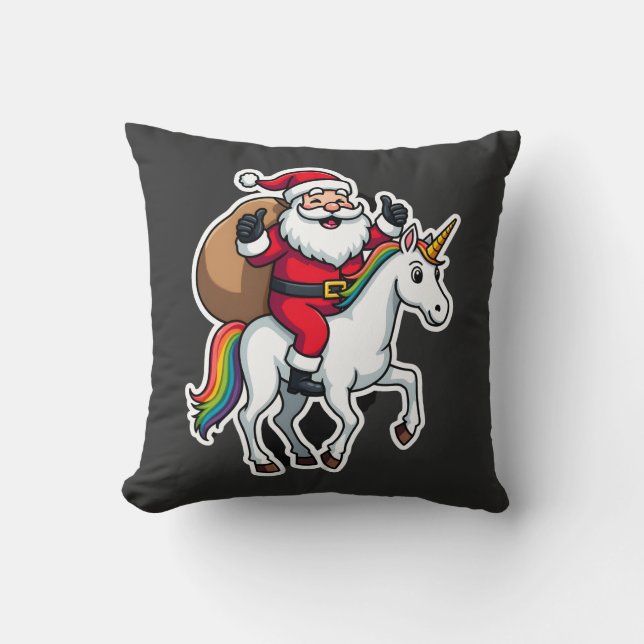 Jul Tomte Ridande Enhörning - Xmas Tjejer  Kudde (Framsida)