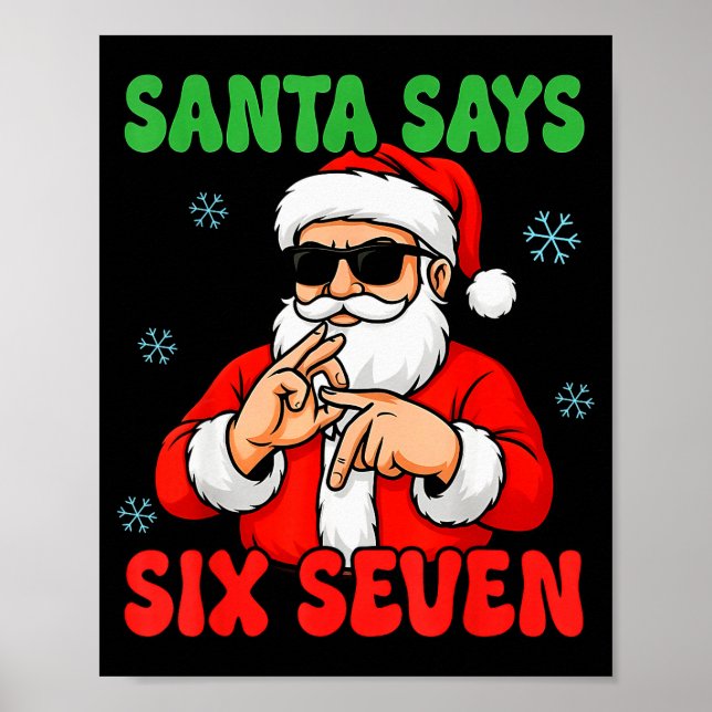 Jul Tomte Säger Sex Sju Händer Skylt Rolig 6  (Framsidan)