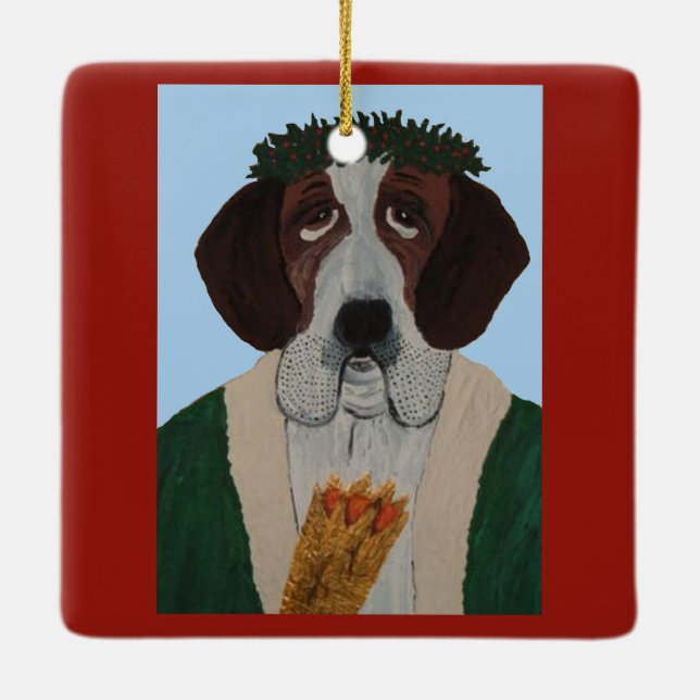 Jul tomte Sankt Bernhard Julgransprydnad Keramik (Baksida)