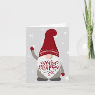 Jul Tomte Skägg God Jul Grå Röd Kort