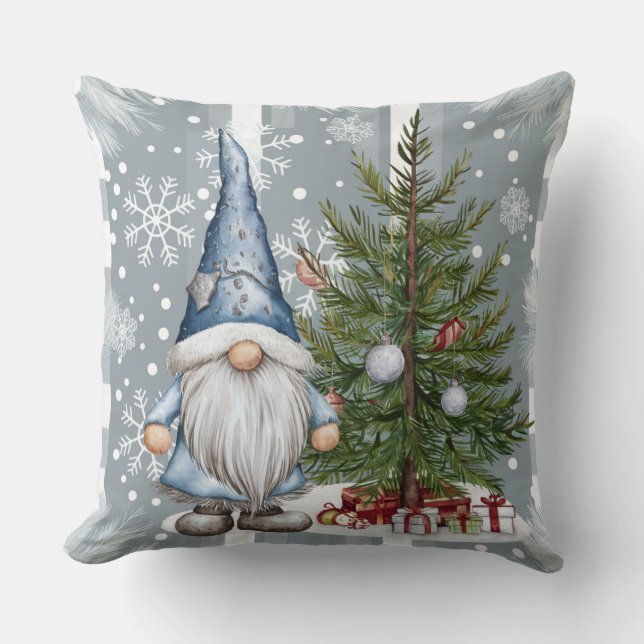 Jul Tomte snöflingemönster söt jul Kudde (Framsida)