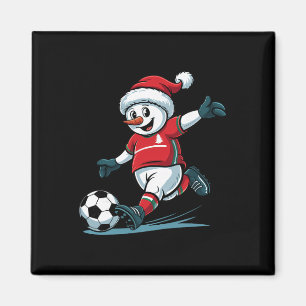 Jul Tomte Snöman Spelar Fotboll Rolig Småbarn Magnet