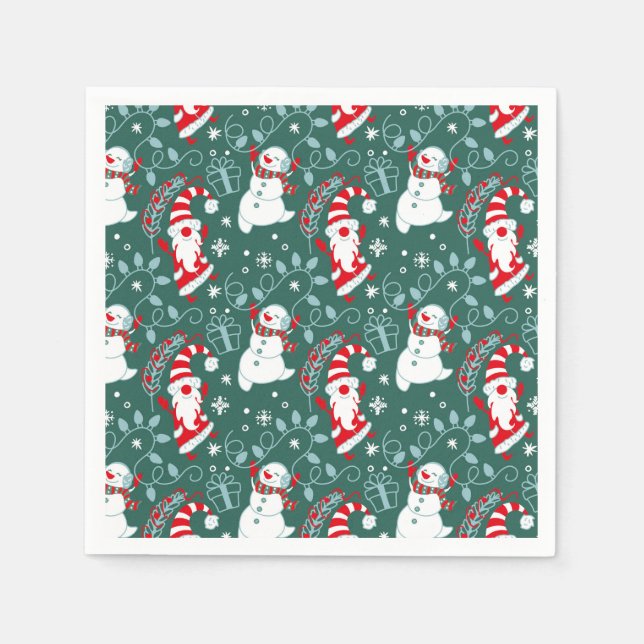 Jul Tomte Snömannen Jul Pappersservett (Framsidan)
