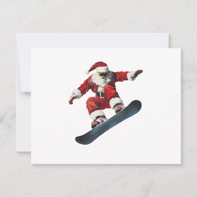Jul Tomte Snöskida Snowboard Snöskidåkning Julkort (Framsida)