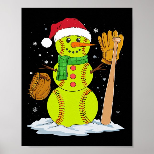 Jul Tomte Softboll Pitcher Pojkar Barn Tonåringar Poster (Framsidan)