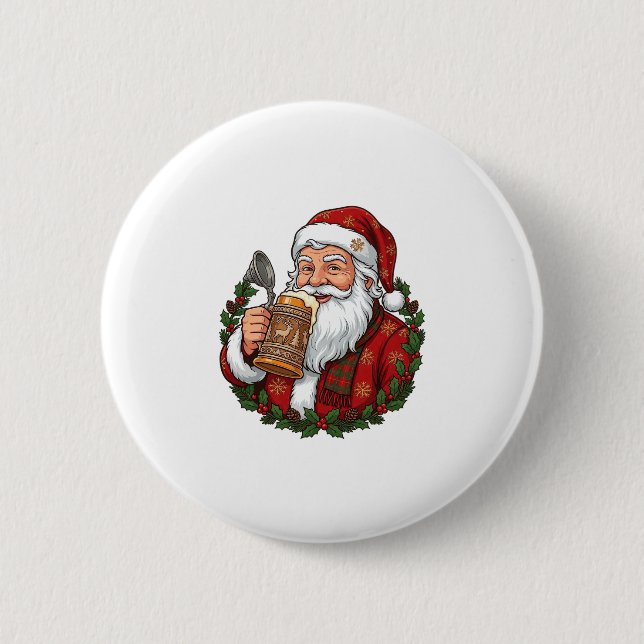 Jul Tomte som håller ölbricka Knapp (Framsida)
