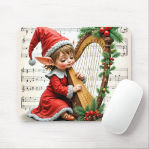 Jul Tomte som spelar harpa Musmatta