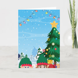 Jul Tomte som tittar  Helgkort