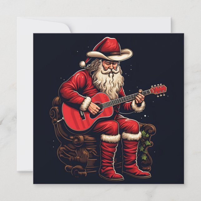 jul tomte spelar gitarr  julkort (Framsida)