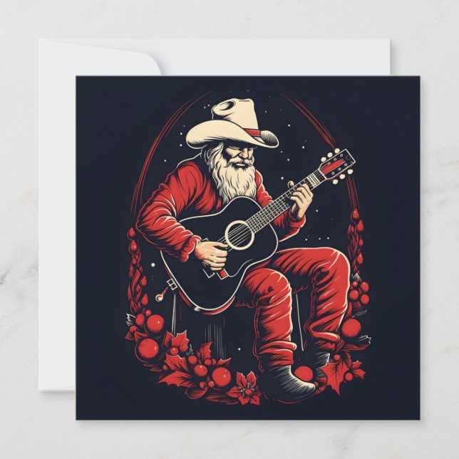 jul tomte spelar gitarr  julkort (Framsida)