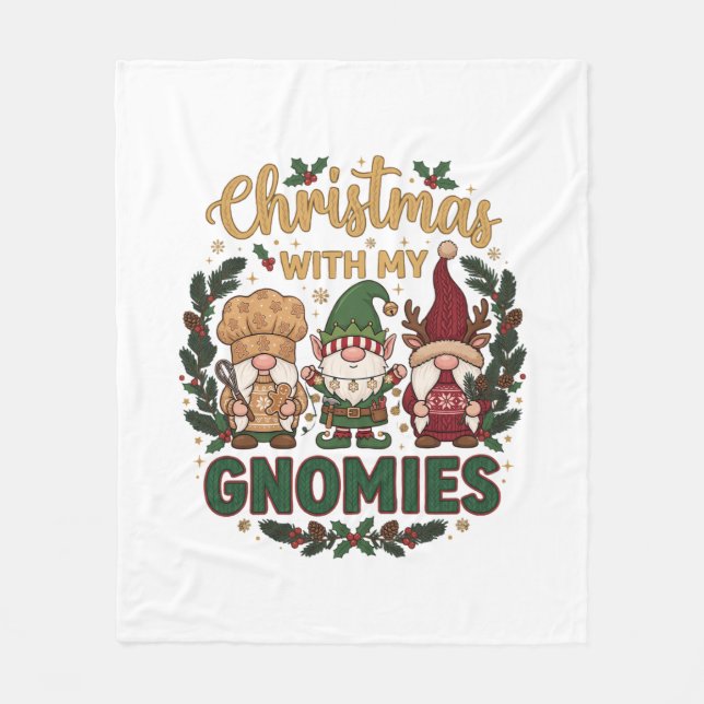 Jul Tomte Strängljus Candycane Fleecefilt (Framsidan)