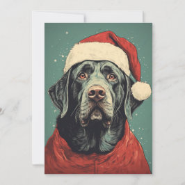 Jul Tomte Svart Labrador Platt Julkort