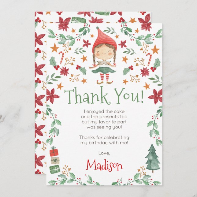 Jul Tomte Tacksamhetskort Inbjudningar (Fram/baksida)