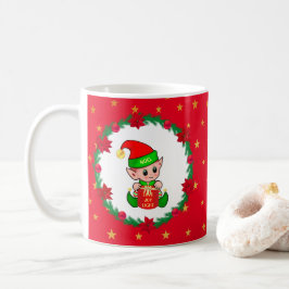 Jul tomte, tallkrona, julstjärnor & stjärnor kaffemugg