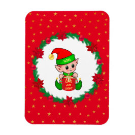 Jul tomte, tallkrona, julstjärnor & stjärnor magnet