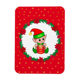 Jul tomte, tallkrona, julstjärnor & stjärnor magnet