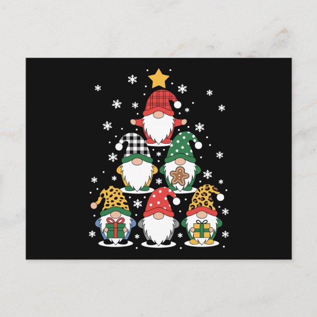 Jul Tomte Träd Stack Julsnöflinga Kaka Helg Vykort (Framsida)