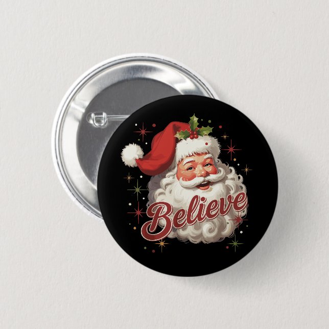Jul tomte tro på jul  knapp (Framsida & baksida)